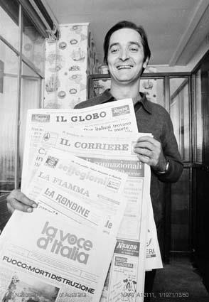 Immigration - Migrants in the community - 'La Voce d'ltalia', Italian newspaper in Melbourne - Rocco Di Zio