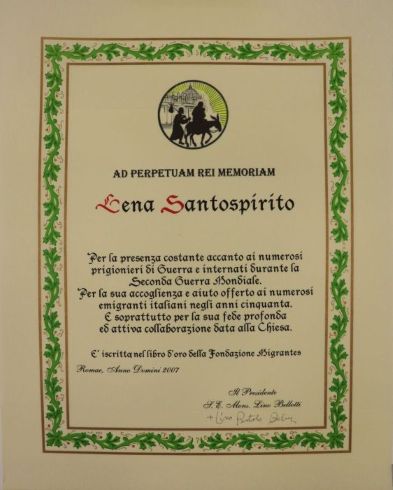 Posthumous award to Lena Santospirito, 2007