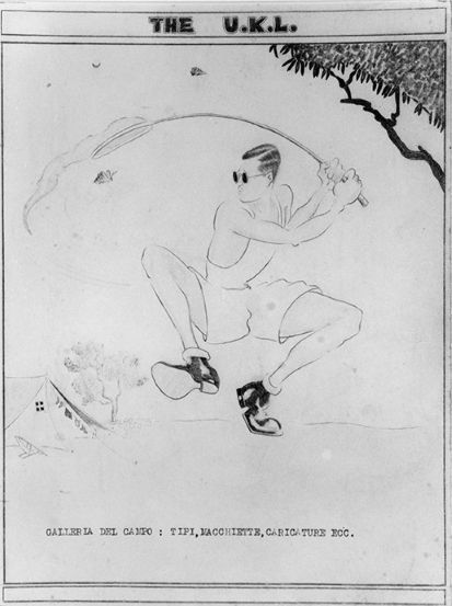 Cartoon sketch of life at the Australian Prisoner of War and Internment Camp, Tatura, Victoria – La nostra chieseta di Tatura
