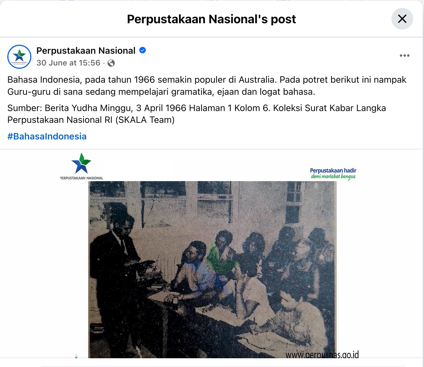 Bahasa Indonesia pada tahun 1966